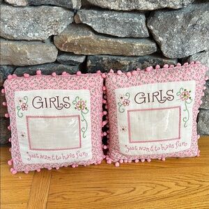 Pink Floral Decorative Pillows shabby chic, coquette girls just want to have fun